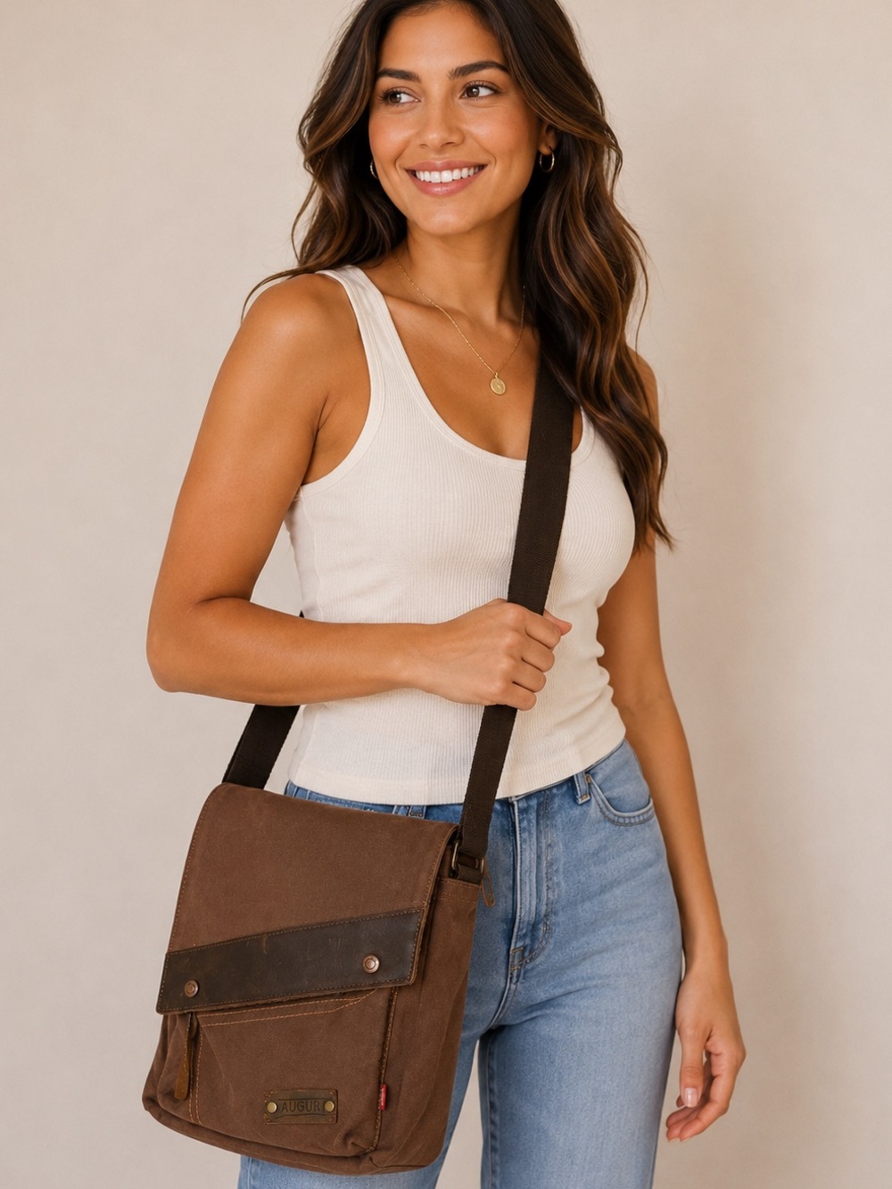 Augur Rugged, "vintage-style" heavy-duty cotton canvas Messenger Bag